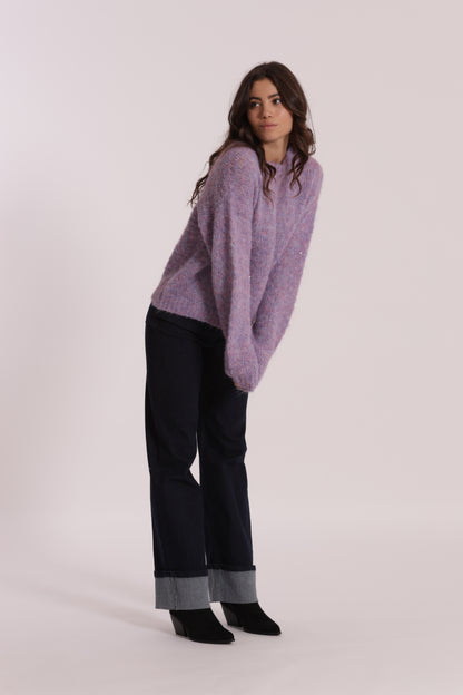 MAGLIA SCOLLO TONDO CON PAILLETTES