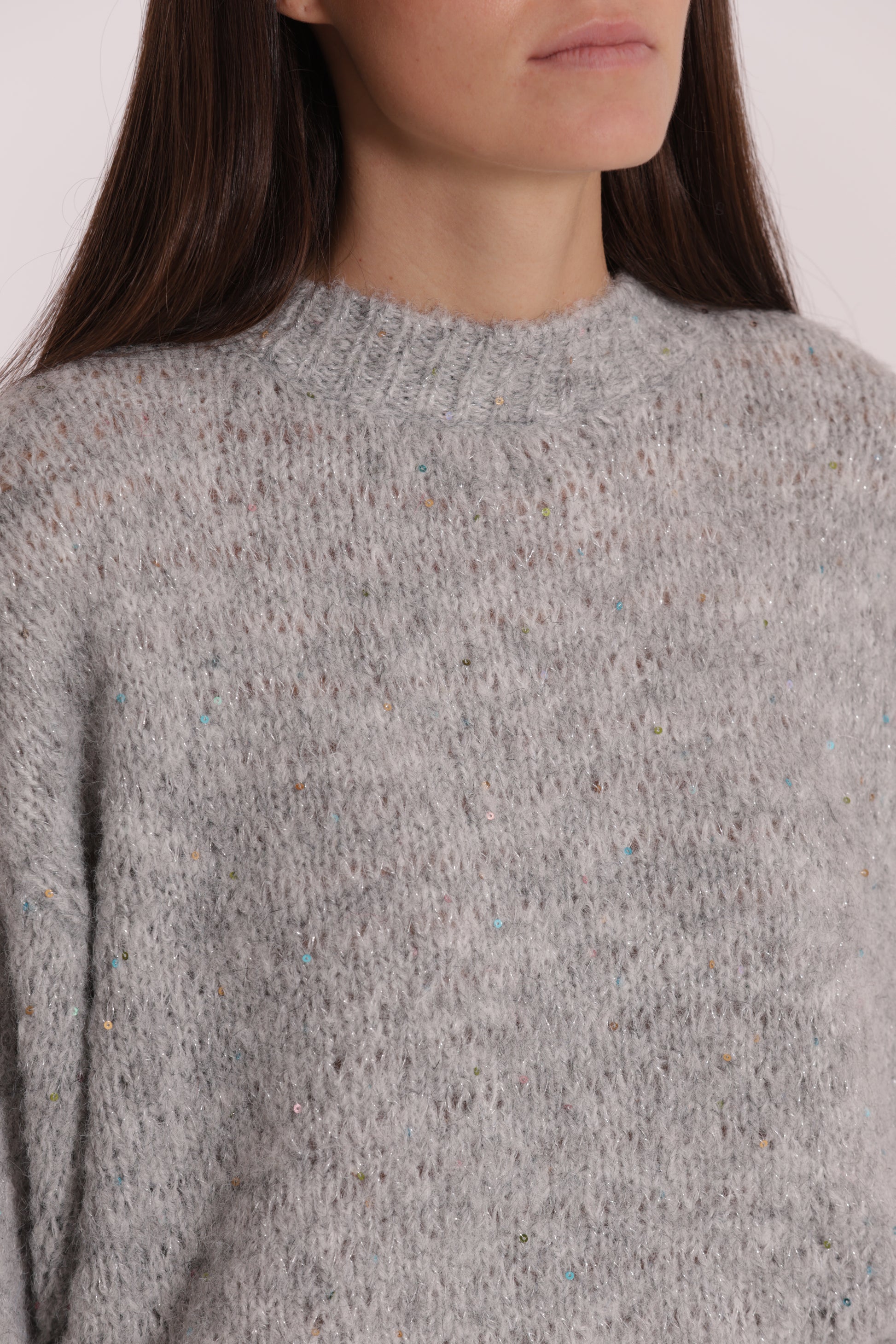 MAGLIA SCOLLO TONDO CON PAILLETTES