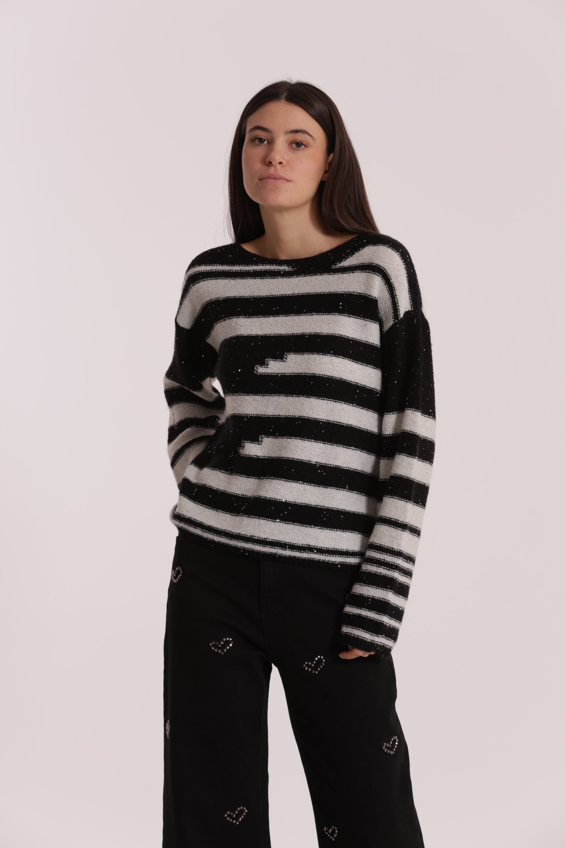 MAGLIA A RIGHE E PAILLETTES