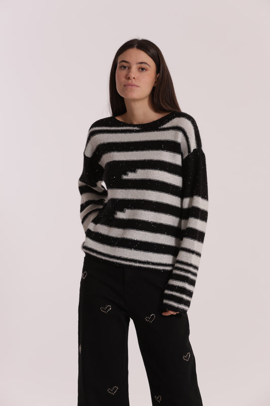 MAGLIA A RIGHE E PAILLETTES