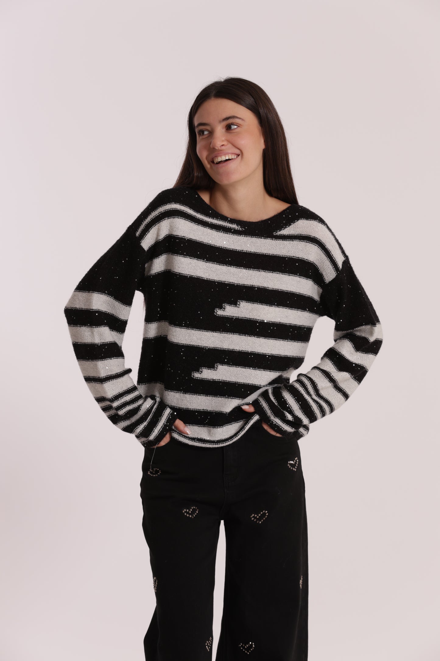 MAGLIA A RIGHE E PAILLETTES