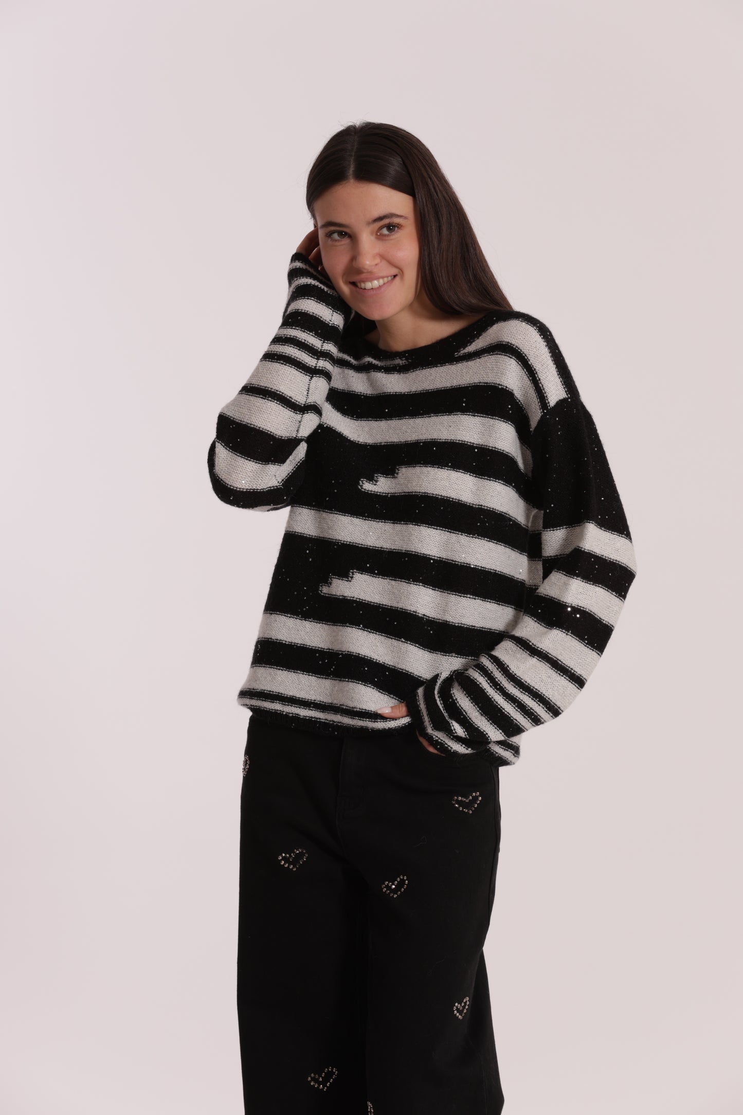 MAGLIA A RIGHE E PAILLETTES