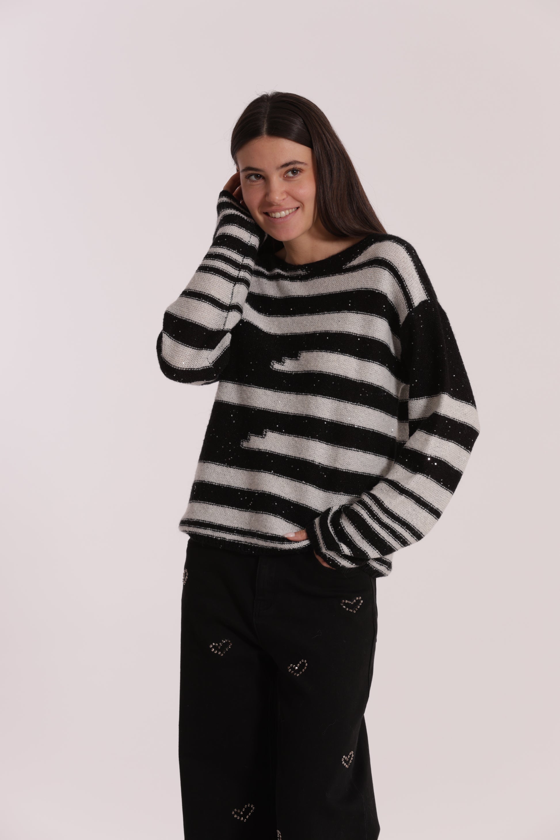 MAGLIA A RIGHE E PAILLETTES