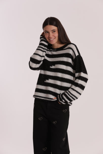MAGLIA A RIGHE E PAILLETTES