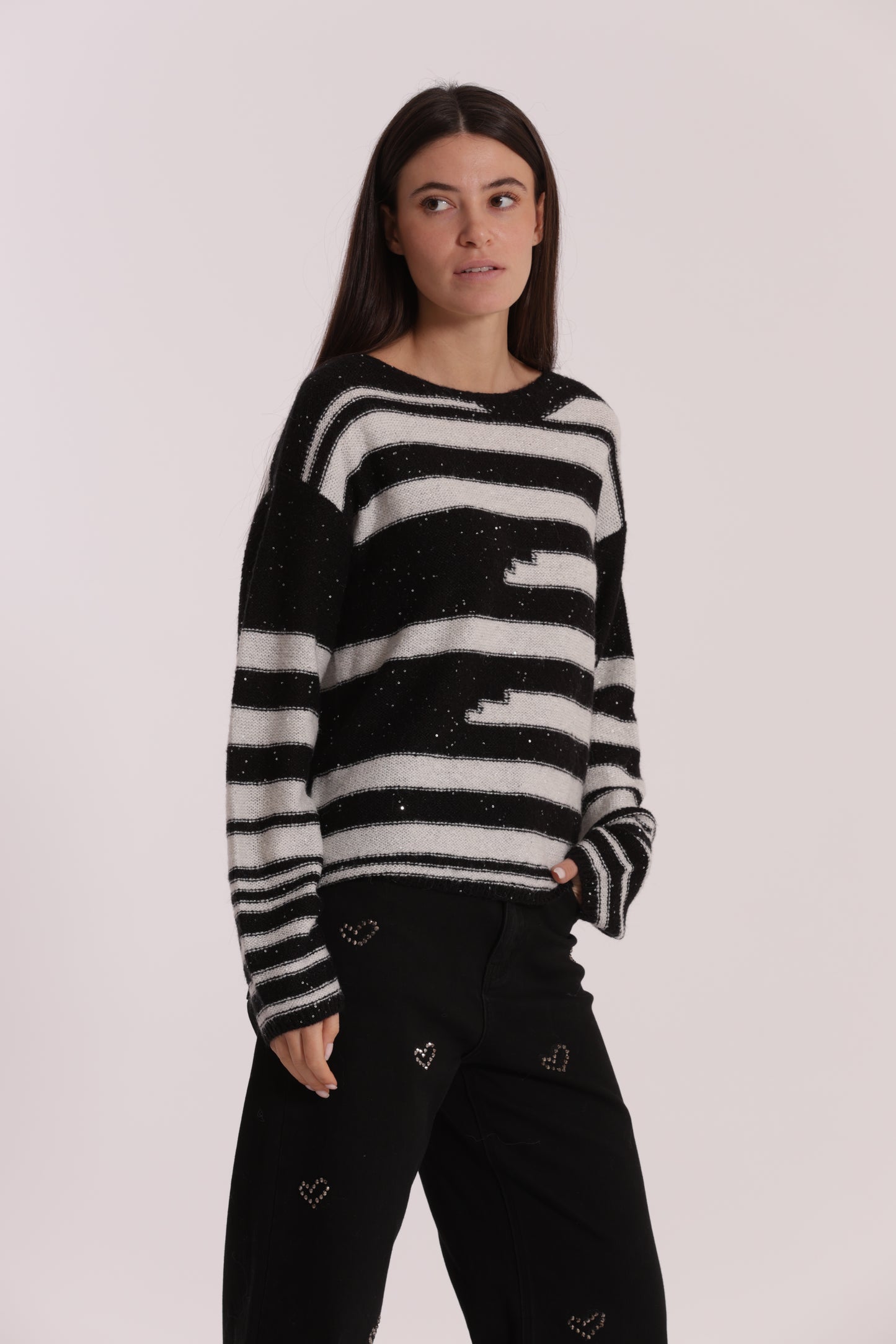 MAGLIA A RIGHE E PAILLETTES