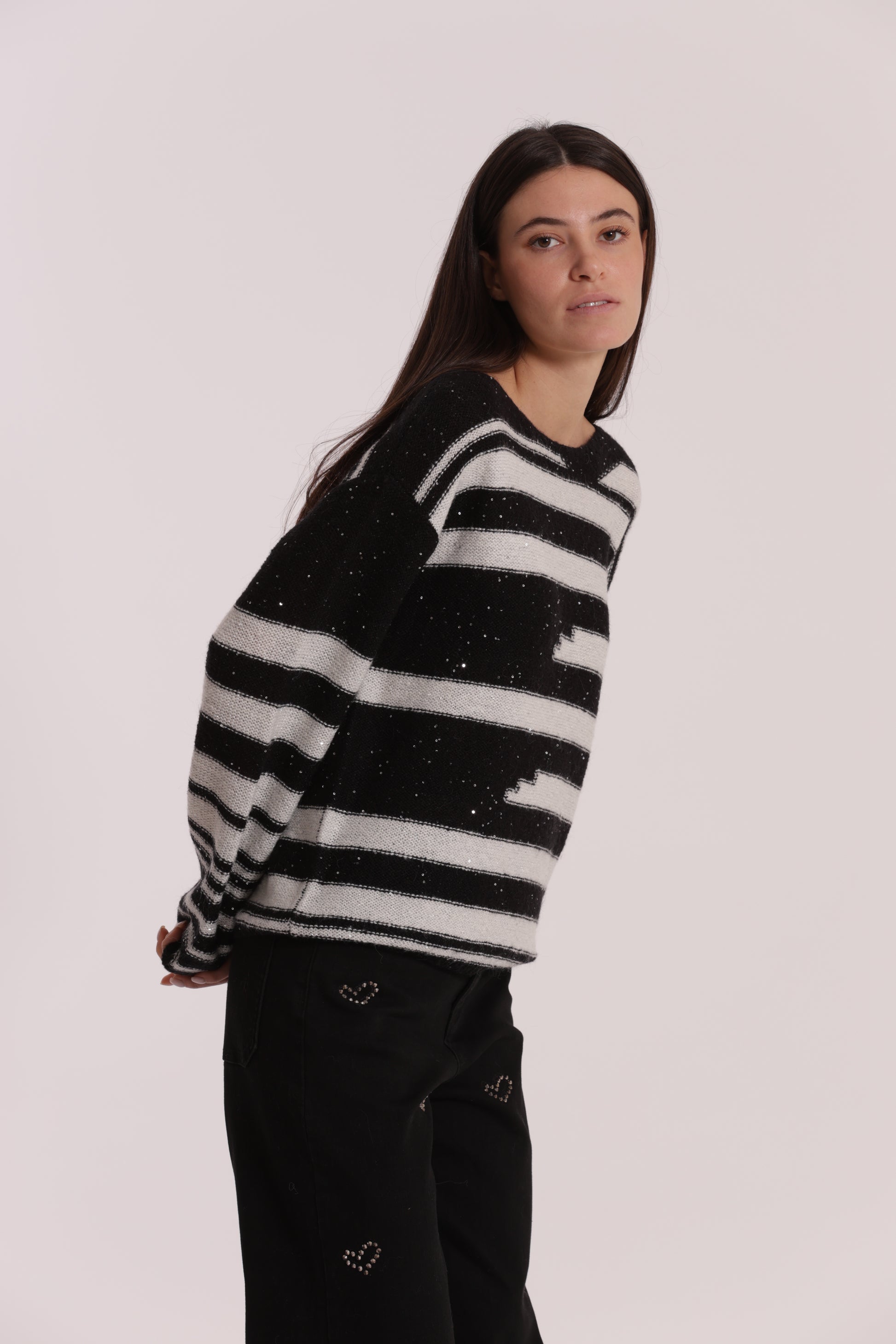 MAGLIA A RIGHE E PAILLETTES