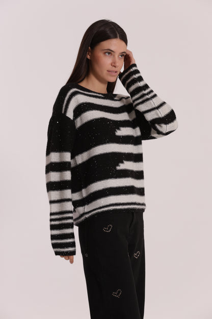 MAGLIA A RIGHE E PAILLETTES