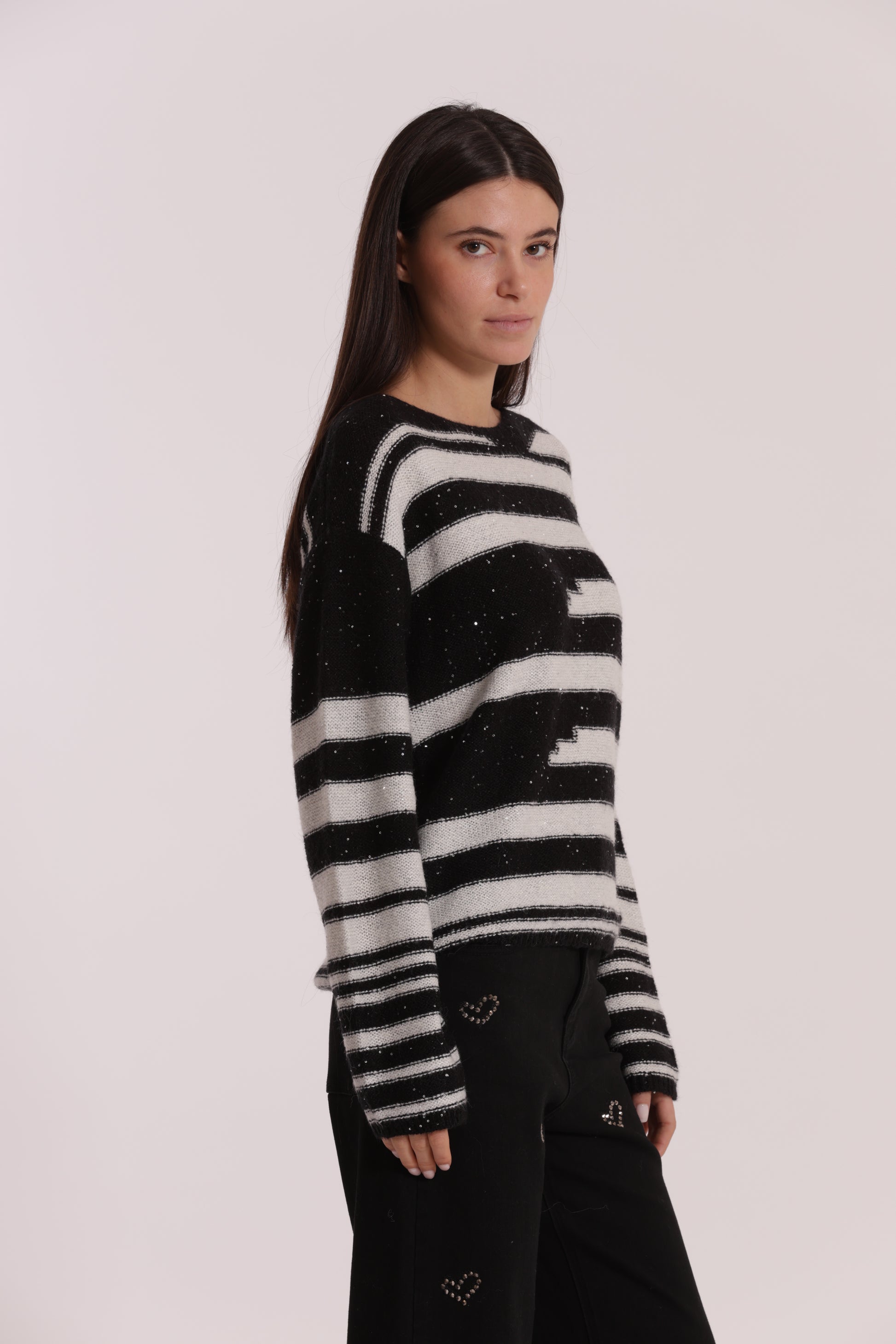 MAGLIA A RIGHE E PAILLETTES