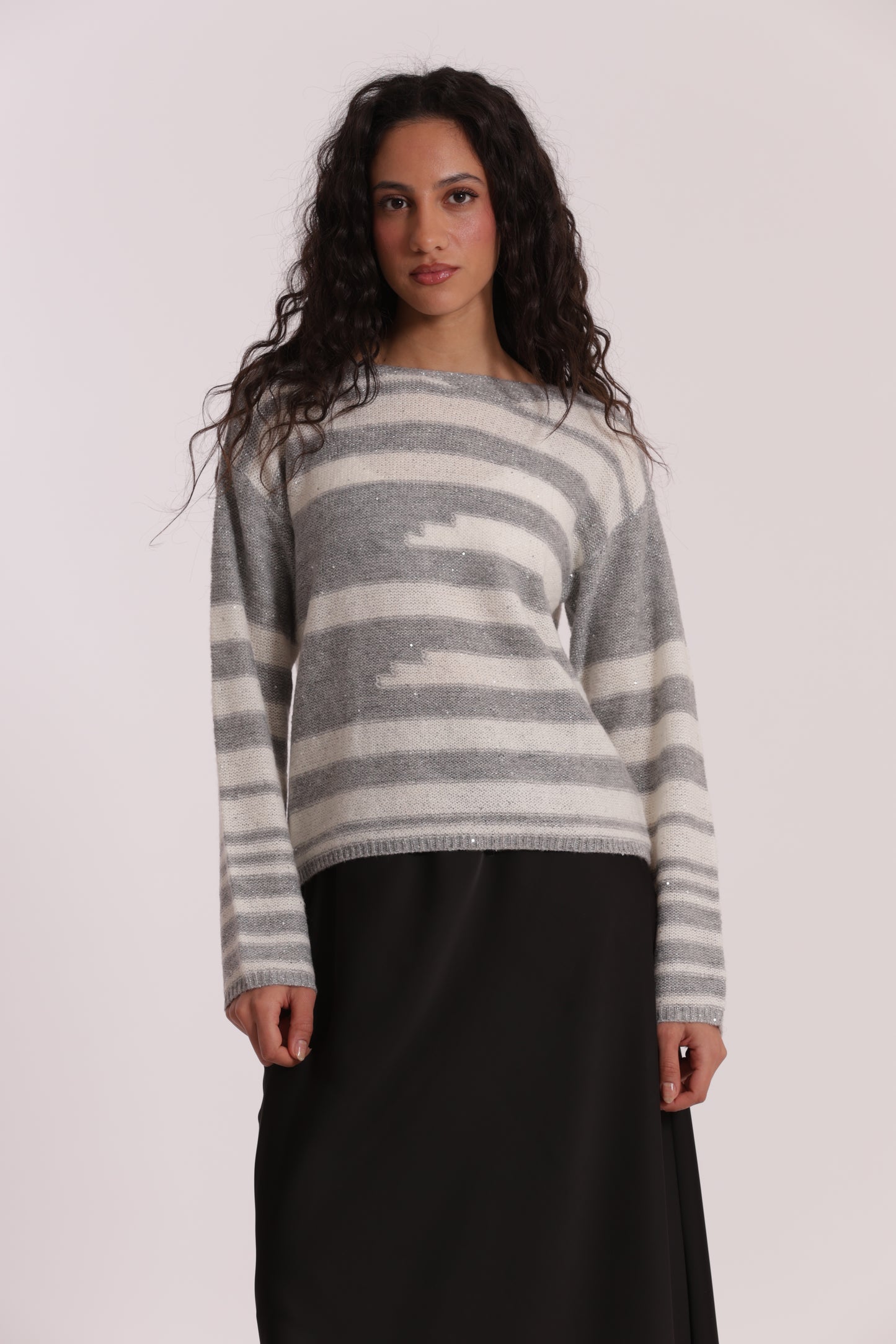 MAGLIA A RIGHE E PAILLETTES