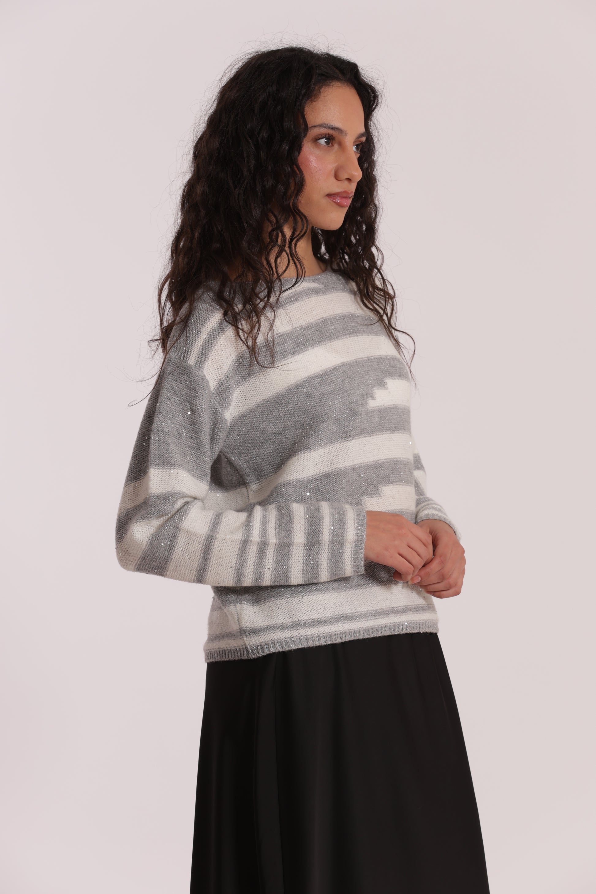 MAGLIA A RIGHE E PAILLETTES