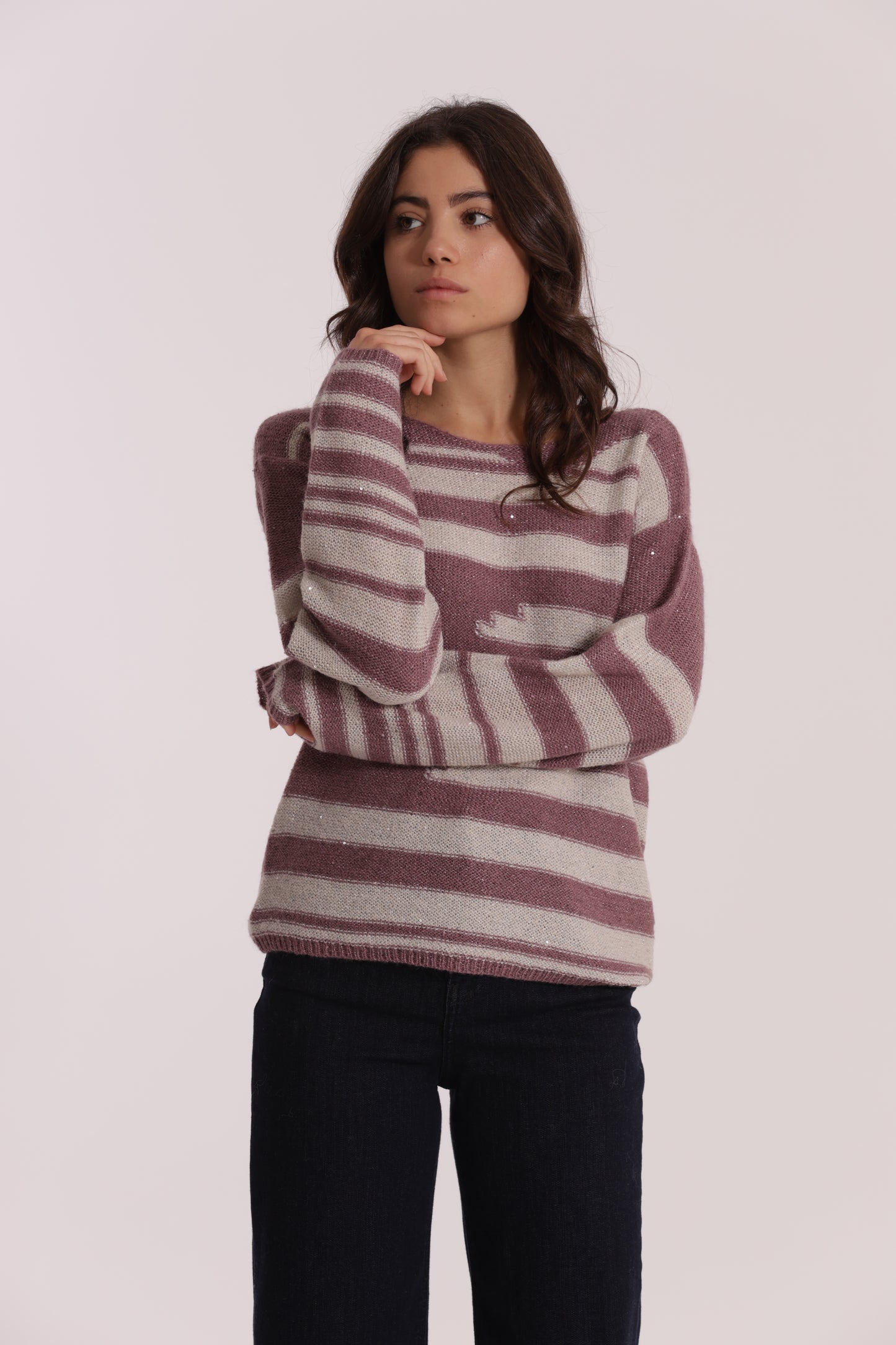 MAGLIA A RIGHE E PAILLETTES