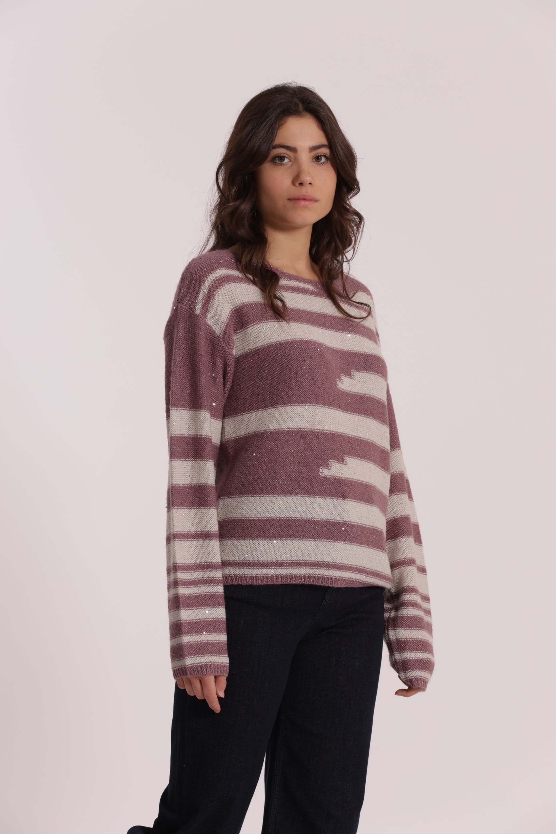 MAGLIA A RIGHE E PAILLETTES