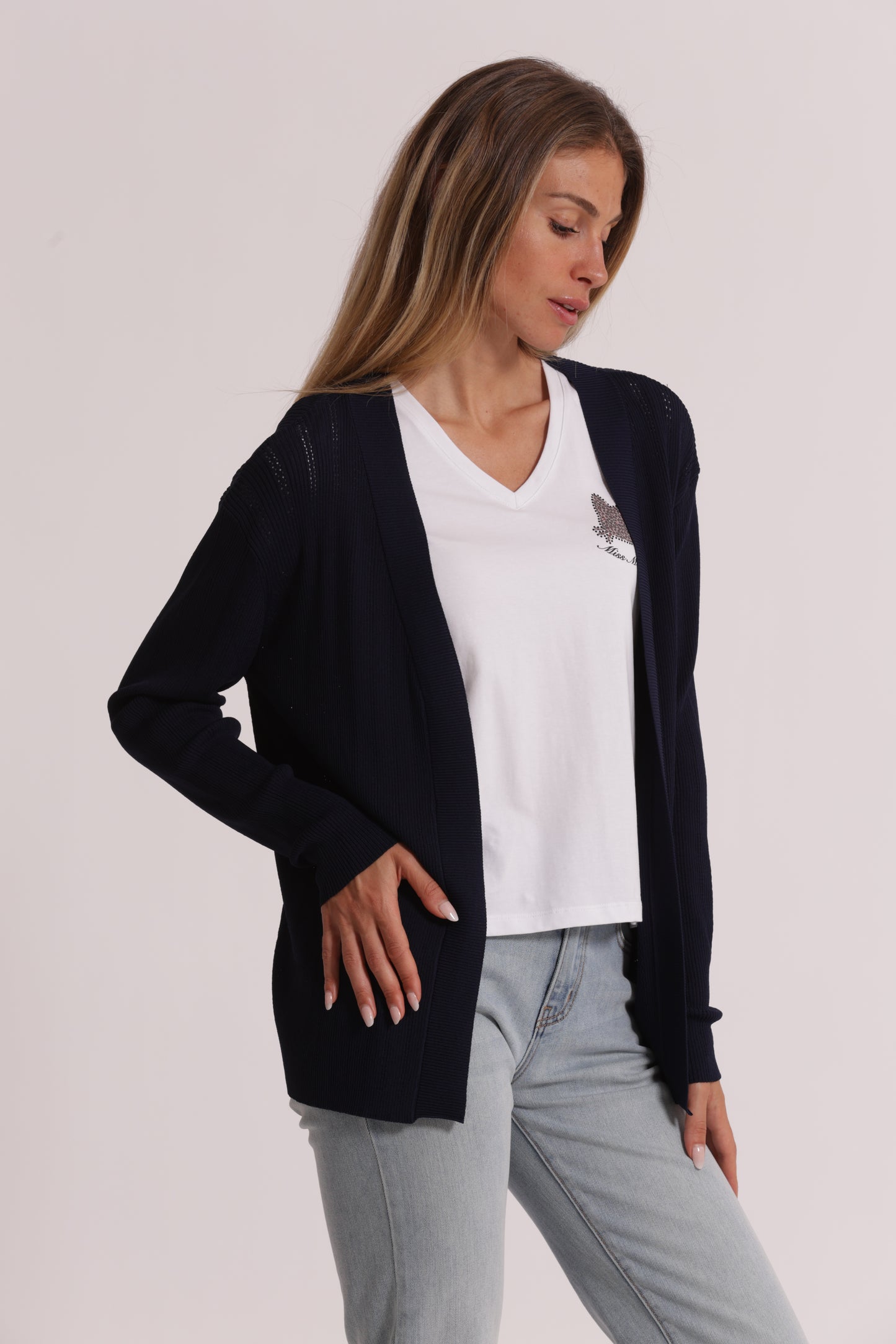 CARDIGAN IN MAGLIA APERTO TRAFORATO