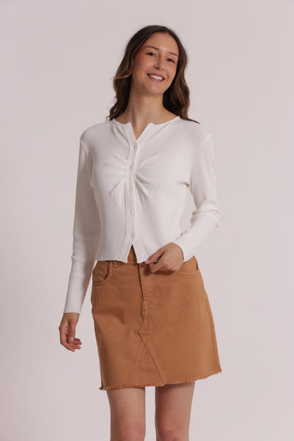 CARDIGAN IN MAGLIA CON DETTAGLIO INCRESPATO