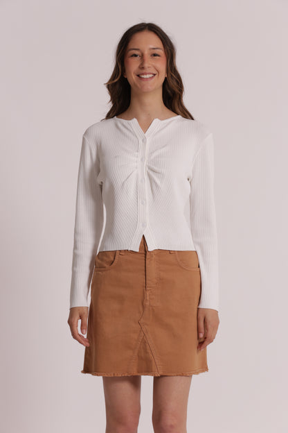 CARDIGAN IN MAGLIA CON DETTAGLIO INCRESPATO