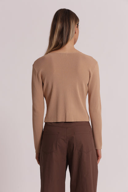 CARDIGAN IN MAGLIA CON DETTAGLIO INCRESPATO