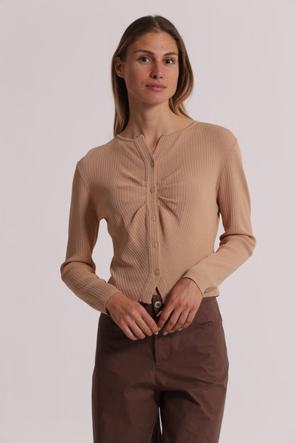 CARDIGAN IN MAGLIA CON DETTAGLIO INCRESPATO