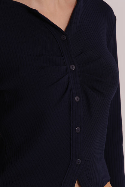 CARDIGAN IN MAGLIA CON DETTAGLIO INCRESPATO