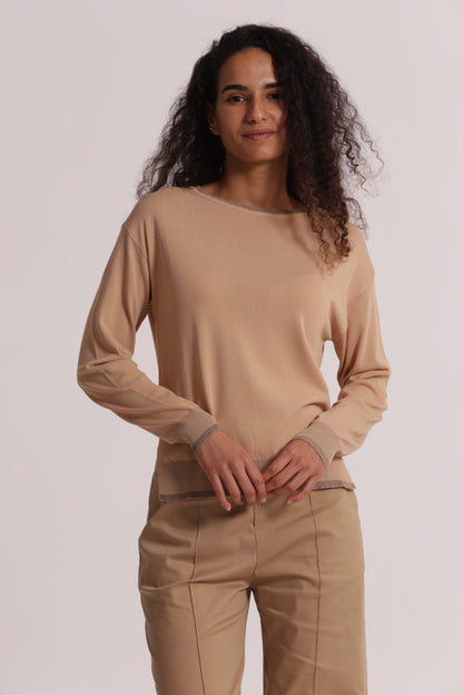 MAGLIA A MANICHE LUNGHE CON DETTAGLI LUREX