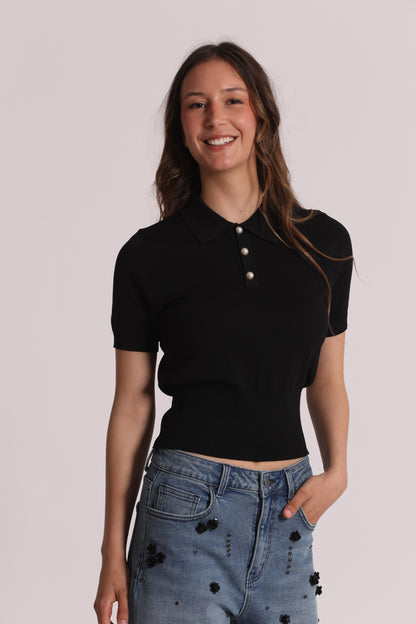 POLO IN MAGLIA A MANICHE CORTE