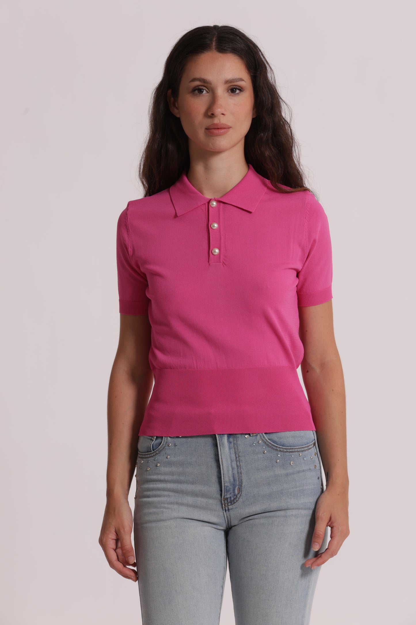 POLO IN MAGLIA A MANICHE CORTE