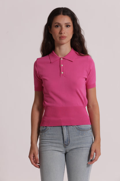 POLO IN MAGLIA A MANICHE CORTE