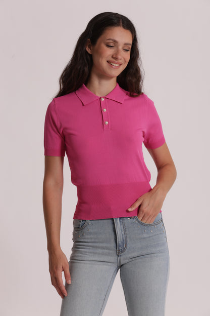 POLO IN MAGLIA A MANICHE CORTE