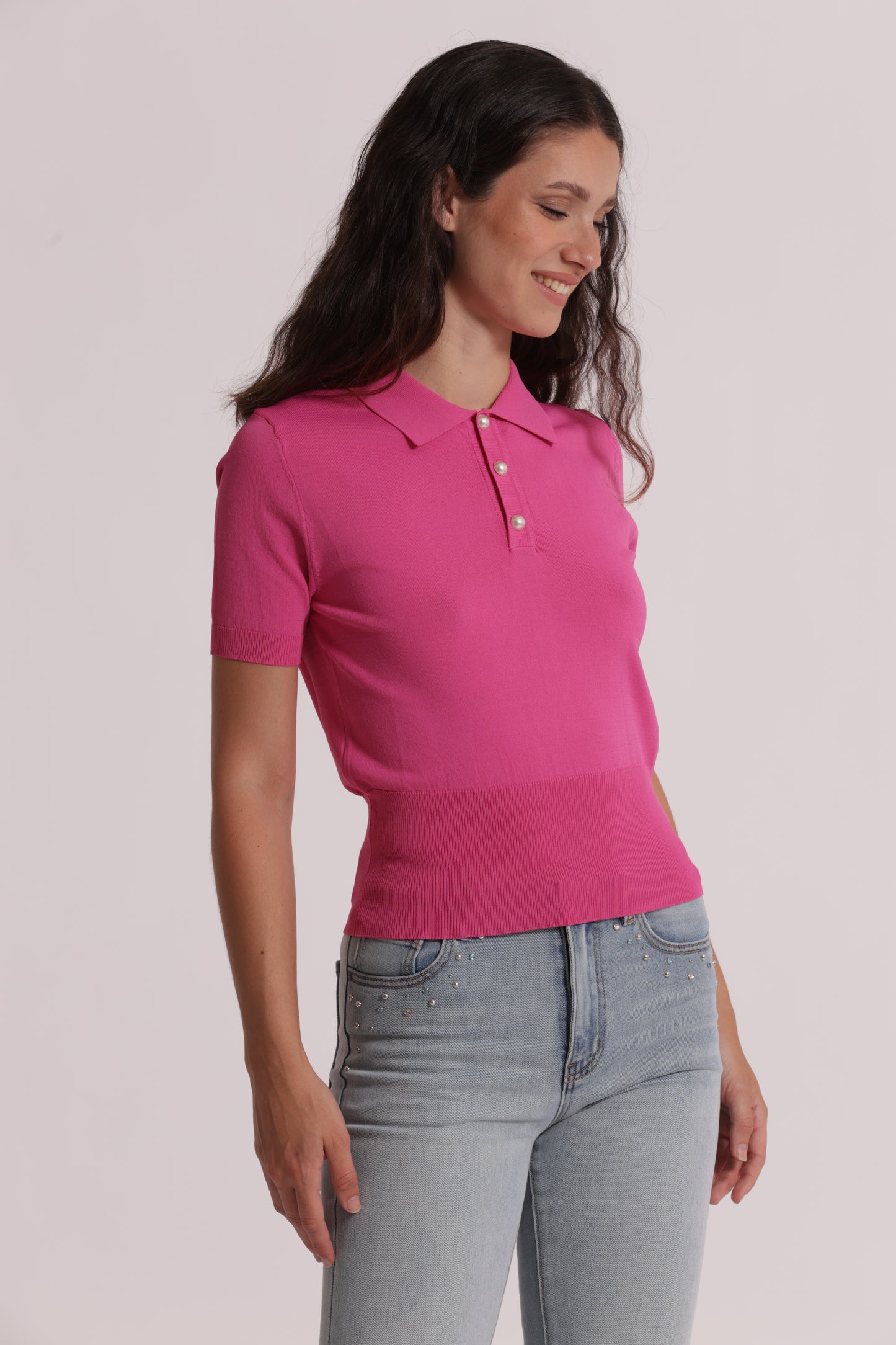POLO IN MAGLIA A MANICHE CORTE