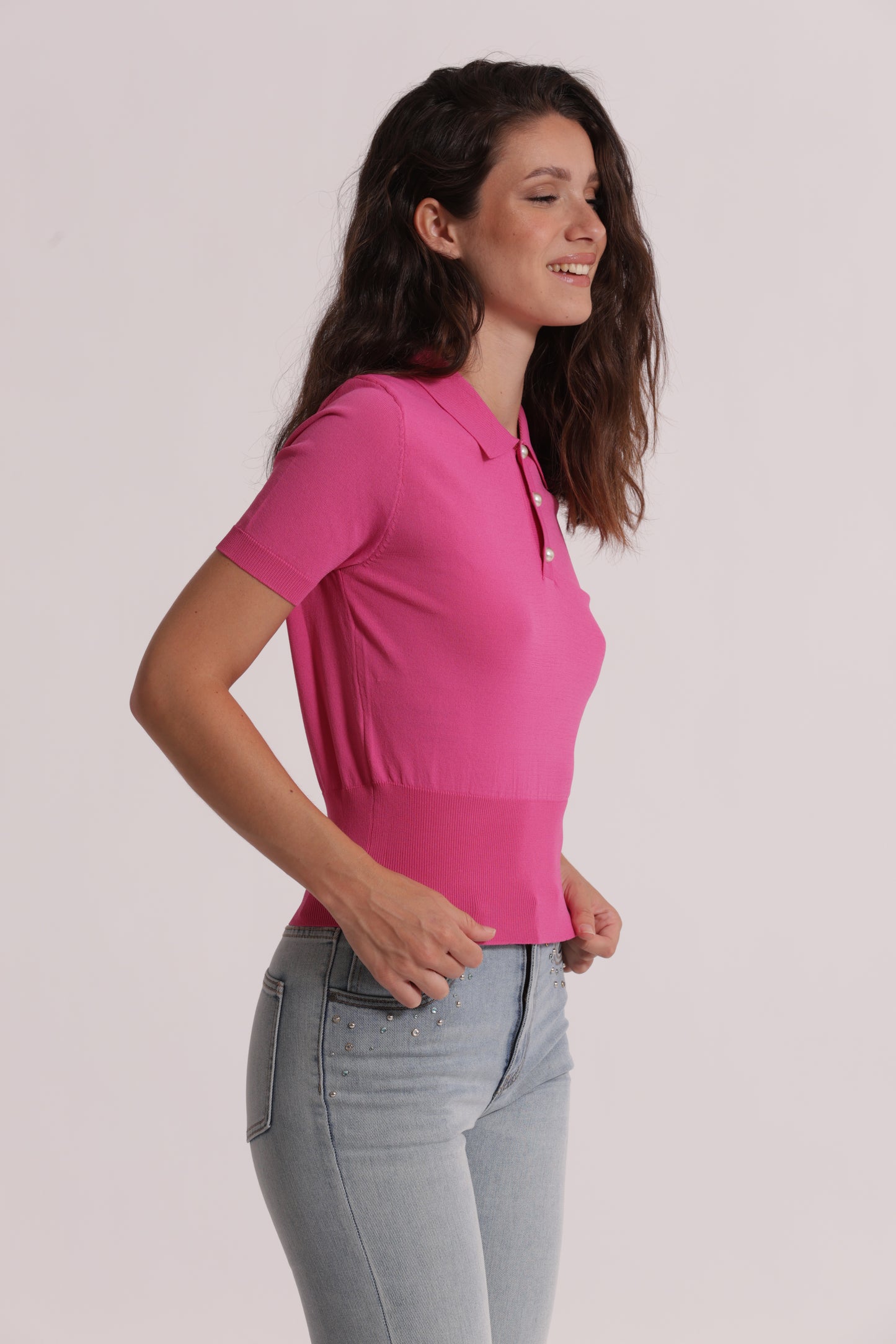 POLO IN MAGLIA A MANICHE CORTE