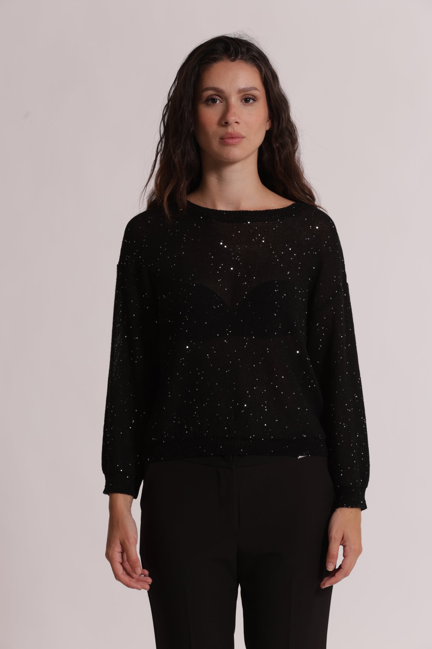 MAGLIA TRASPARENTE CON PAILLETTES