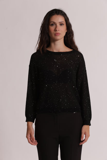 MAGLIA TRASPARENTE CON PAILLETTES