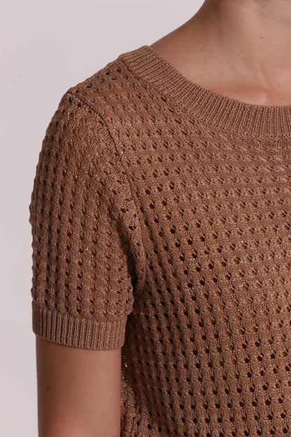 MAGLIA TRAFORATA A MANICHE CORTE