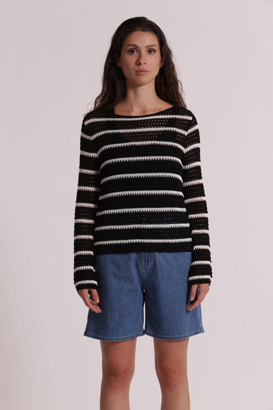 MAGLIA TRAFORATA CON DETTAGLIO BICOLOR