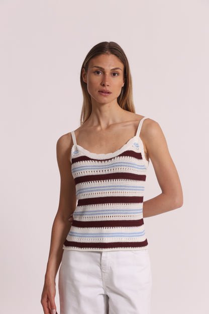TOP TRAFORATO BICOLOR