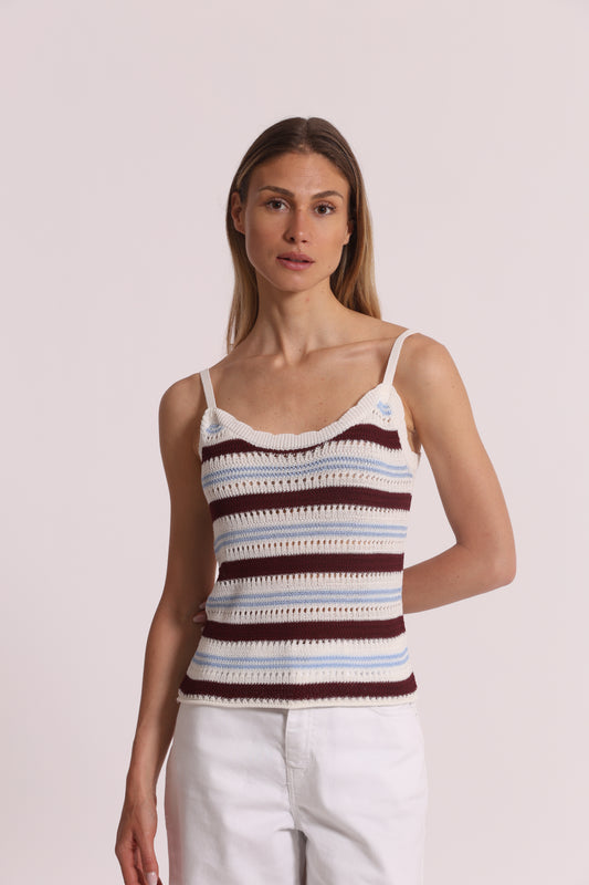 TOP TRAFORATO BICOLOR