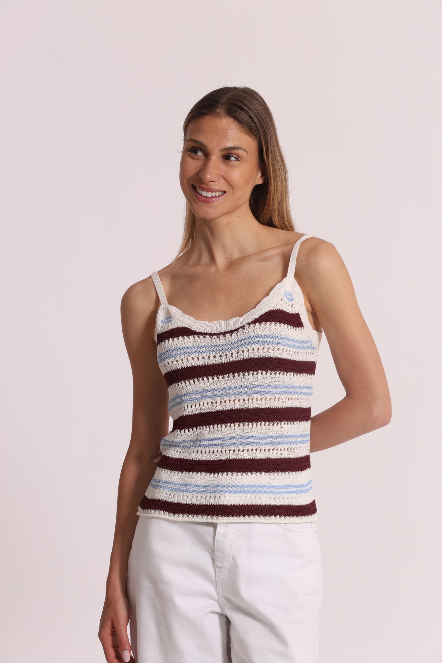 TOP TRAFORATO BICOLOR
