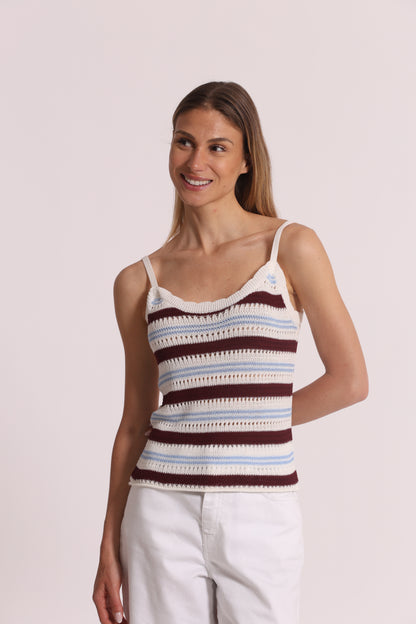 TOP TRAFORATO BICOLOR