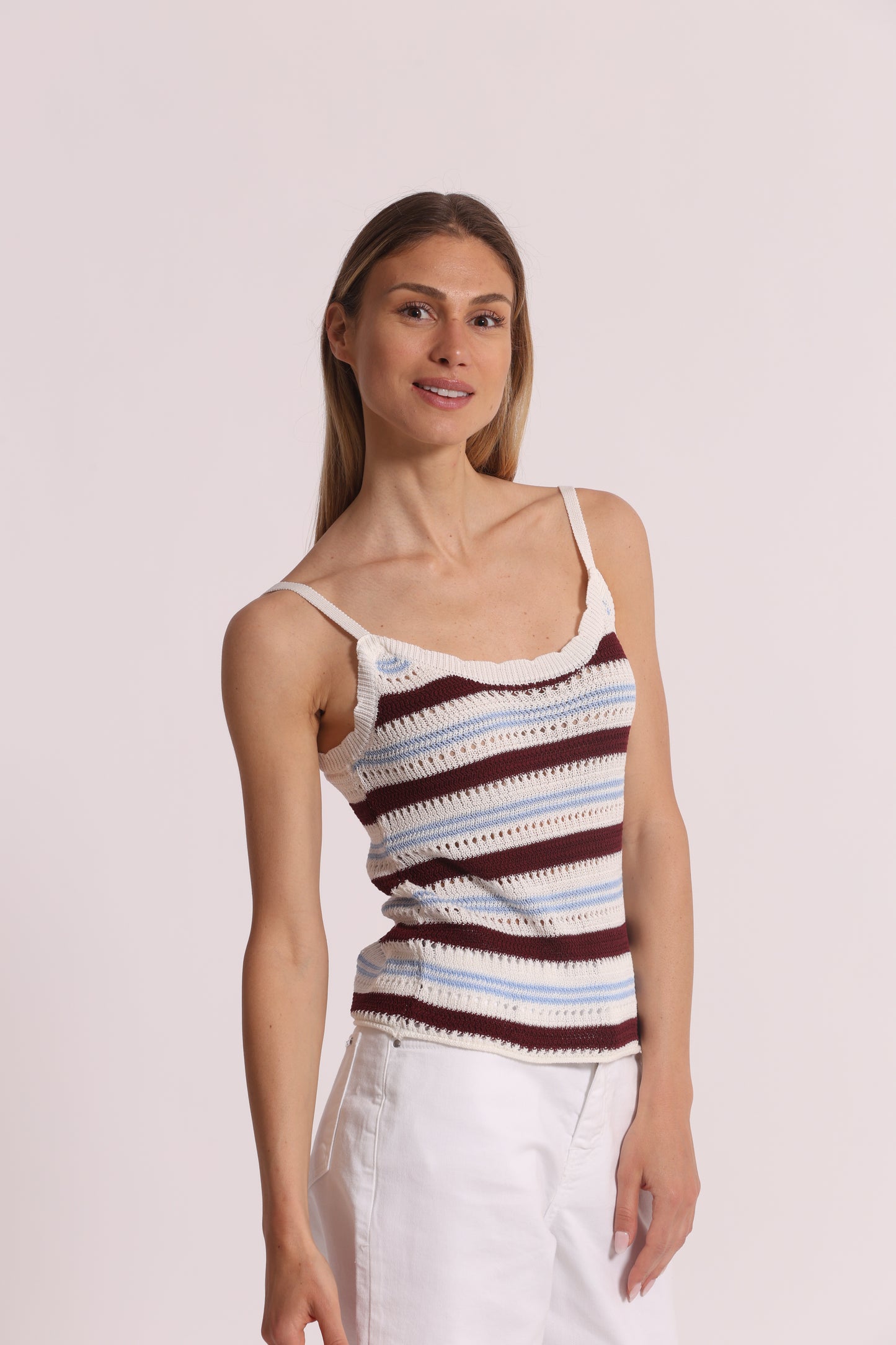 TOP TRAFORATO BICOLOR