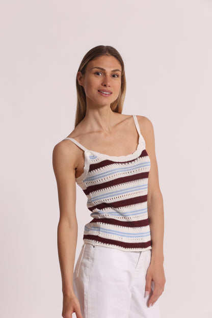 TOP TRAFORATO BICOLOR