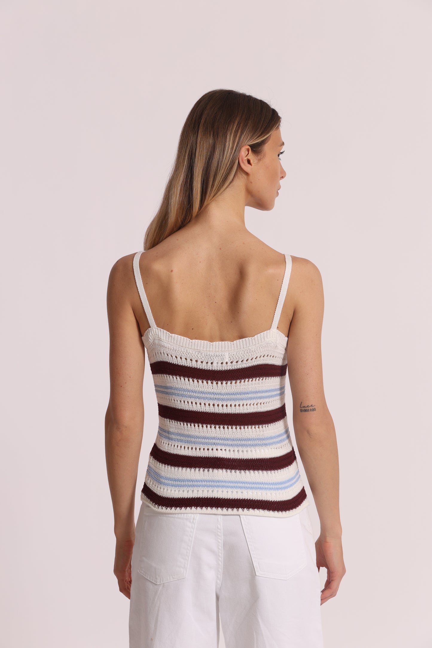TOP TRAFORATO BICOLOR