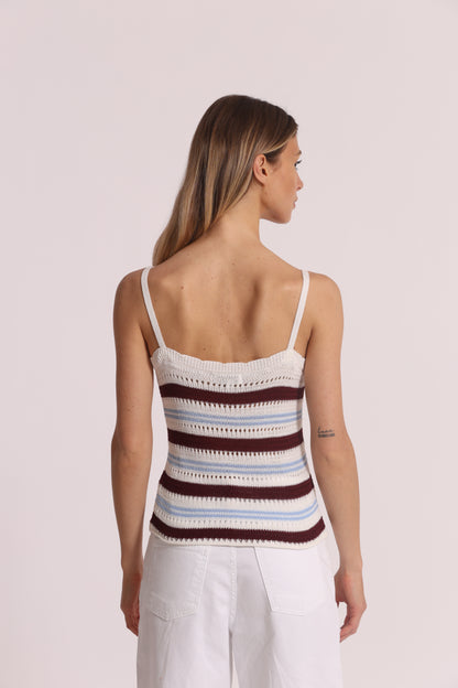 TOP TRAFORATO BICOLOR