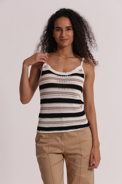 TOP TRAFORATO BICOLOR