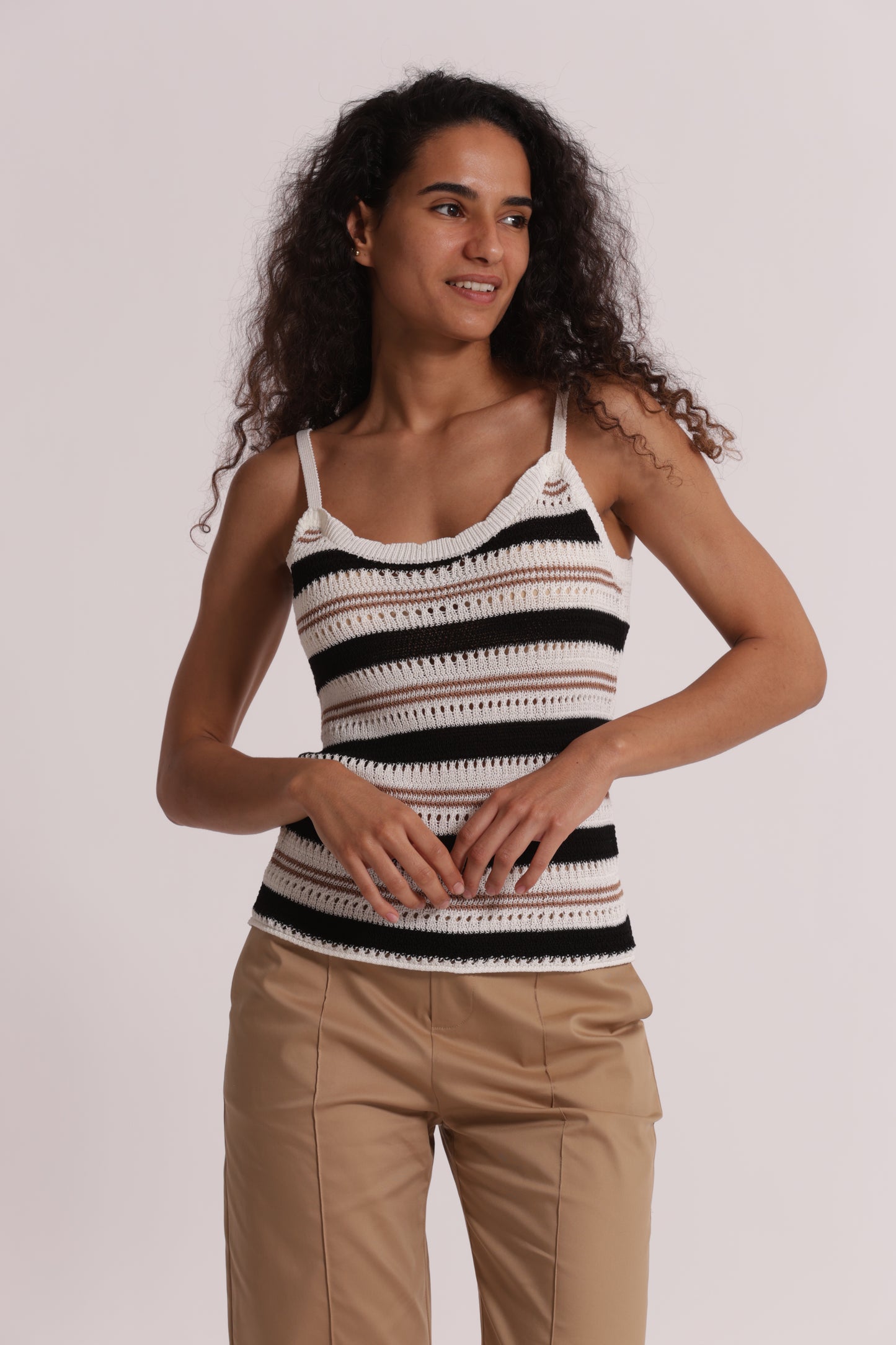 TOP TRAFORATO BICOLOR