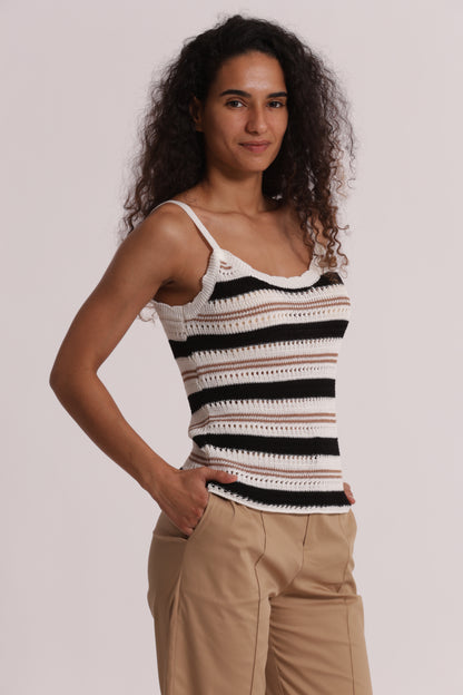 TOP TRAFORATO BICOLOR