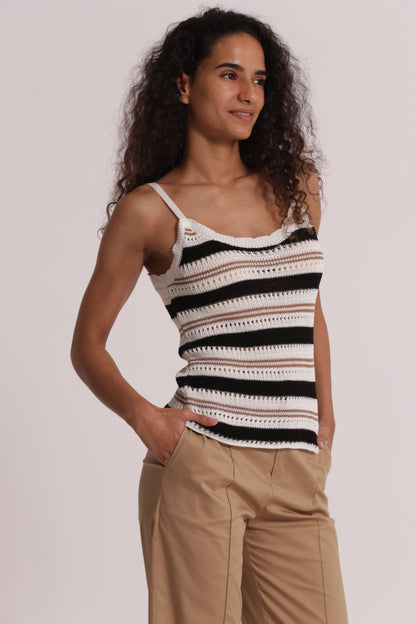 TOP TRAFORATO BICOLOR