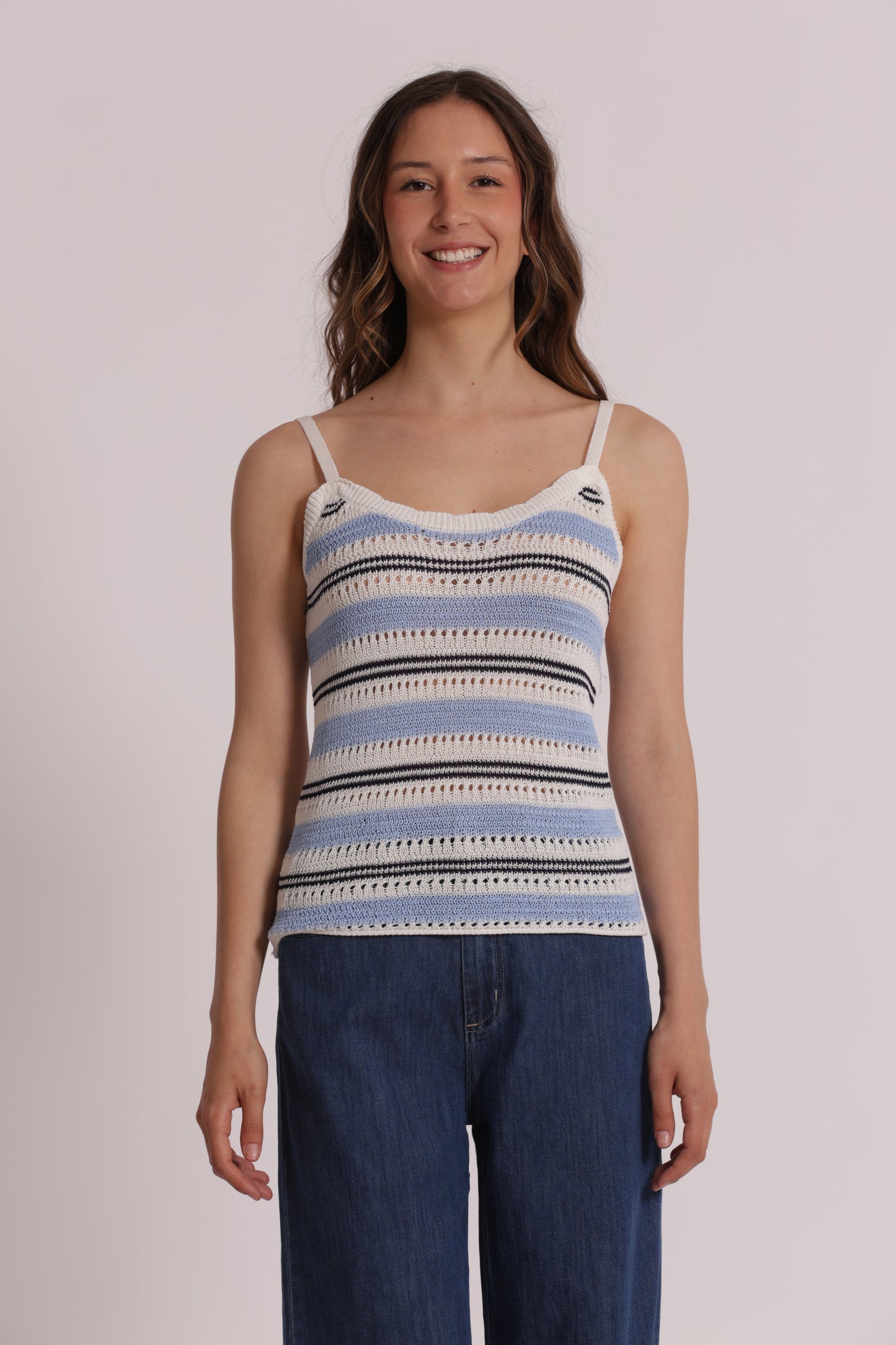 TOP TRAFORATO BICOLOR
