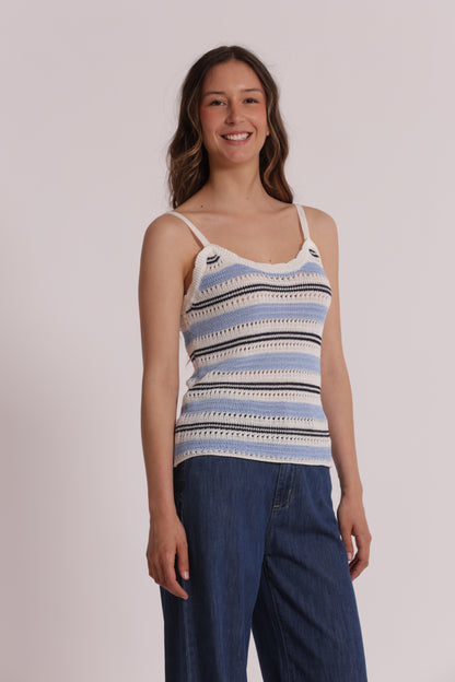 TOP TRAFORATO BICOLOR