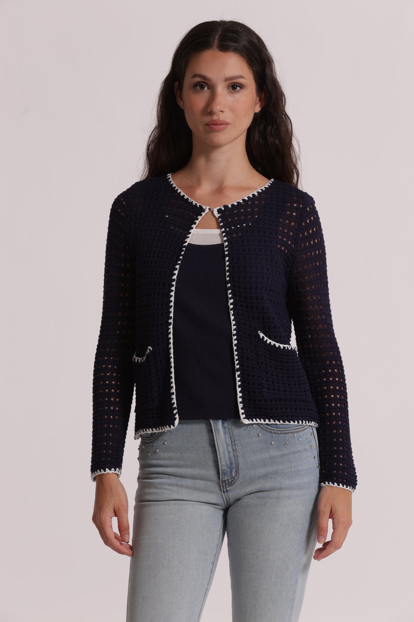 CARDIGAN TRAFORATO BICOLOR