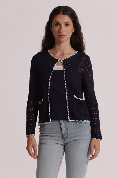 CARDIGAN TRAFORATO BICOLOR
