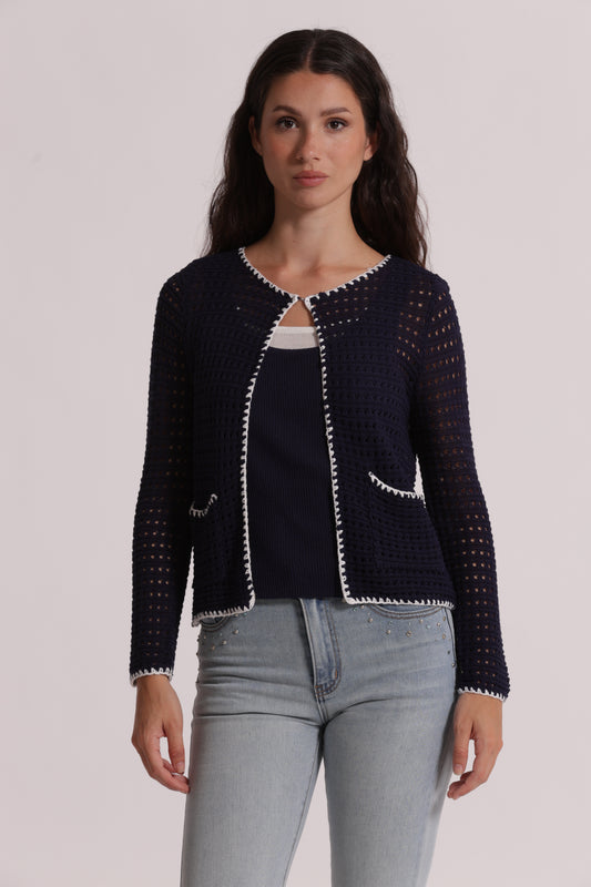 CARDIGAN TRAFORATO BICOLOR